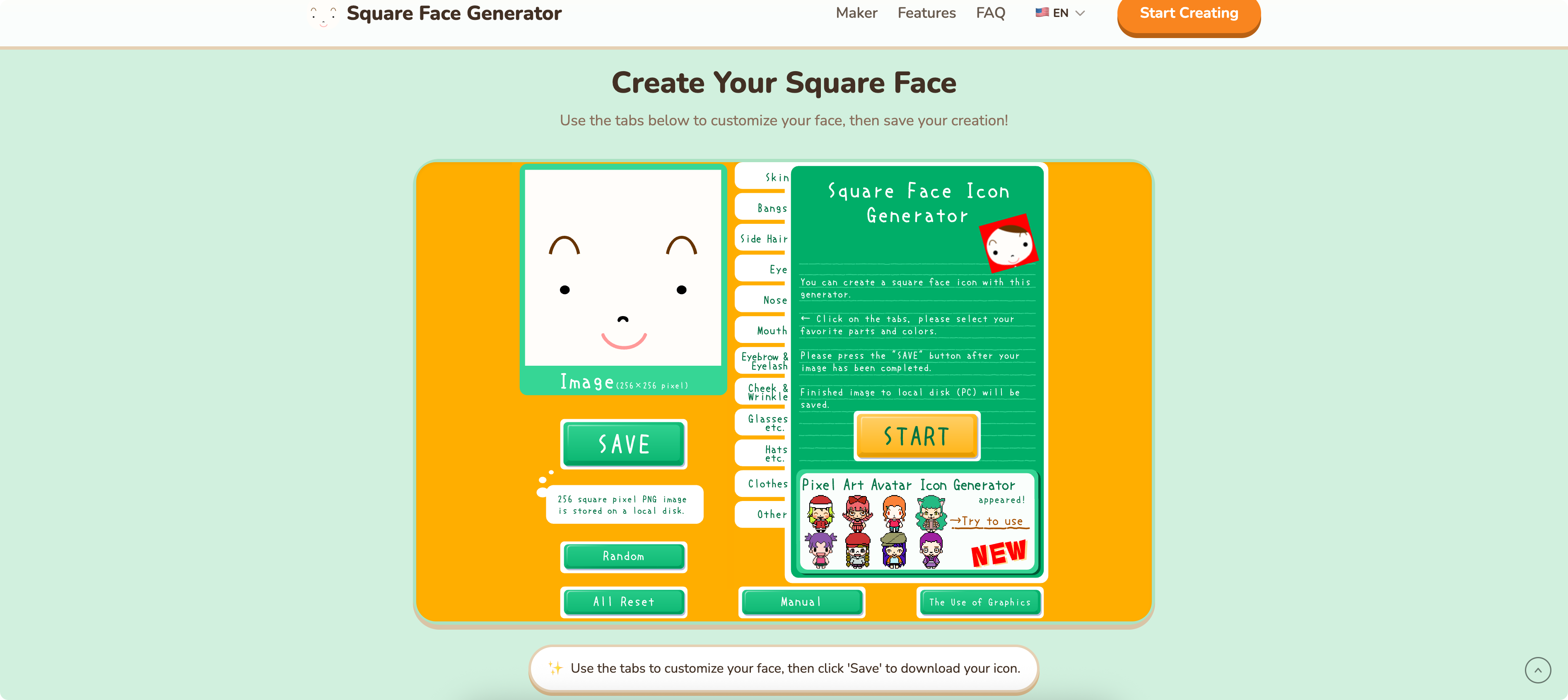 Square Face Generator