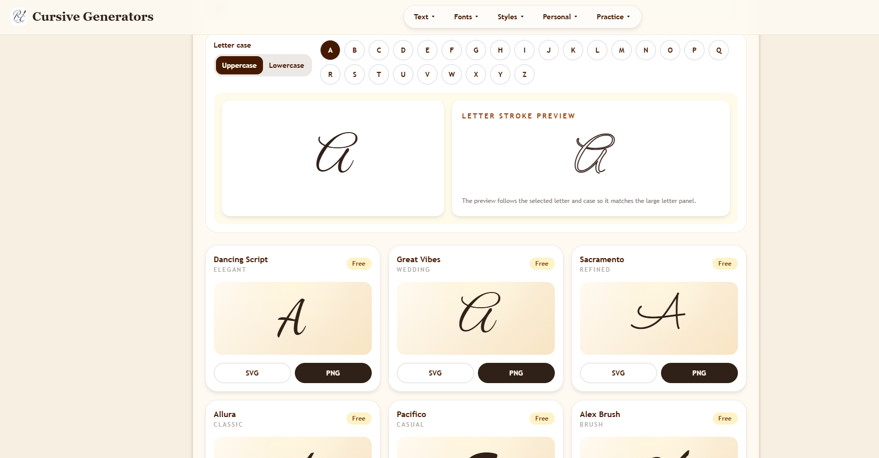 Cursive Generators