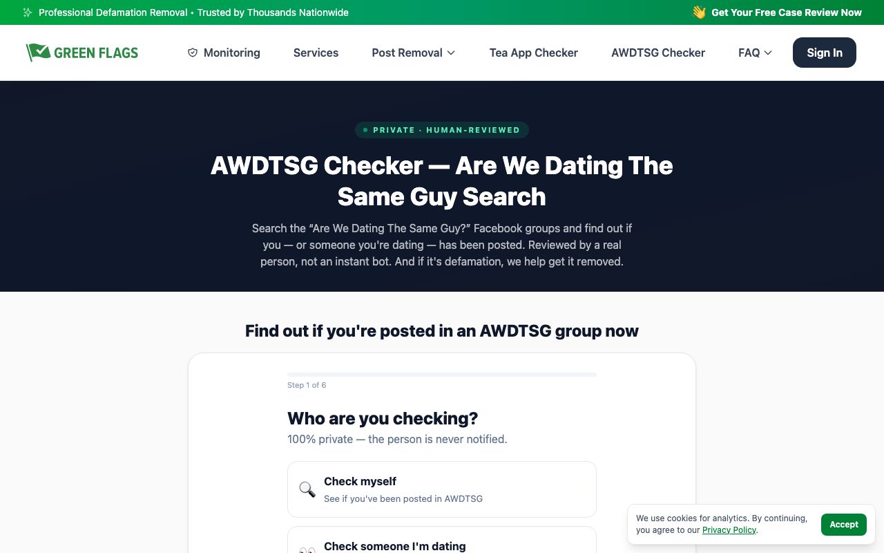 AWDTSG Checker — Are We Dating The Same Guy Search